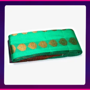 Putta Emboss Saree Green - Image 3