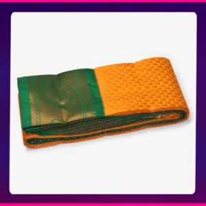 Putta Emboss Saree Bright yellow - Image 2