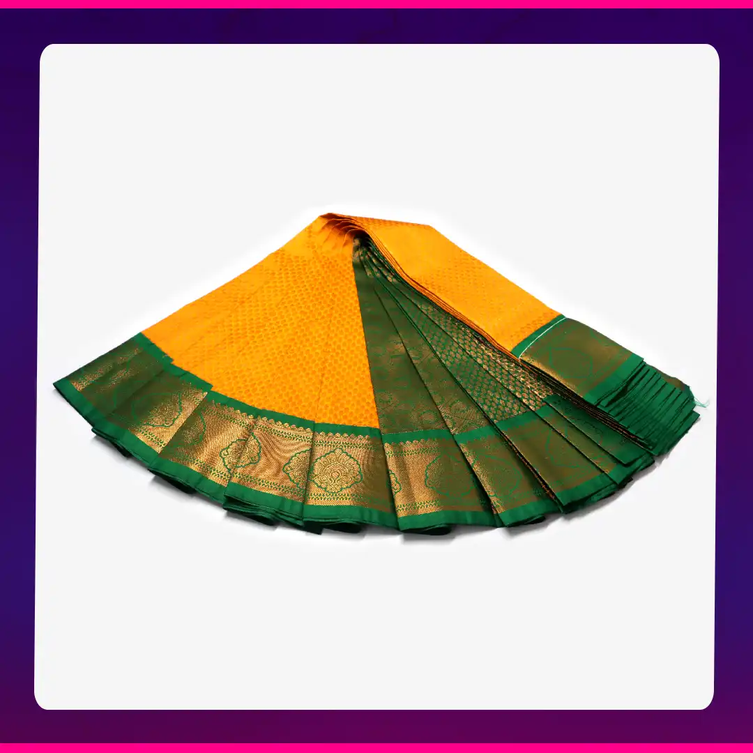 Putta Emboss Saree Bright yellow