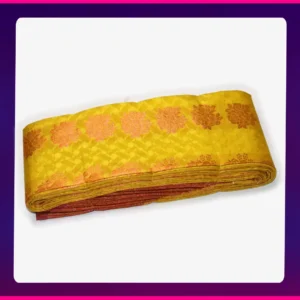 Putta Soft Emboss Saree Yellow - Image 3