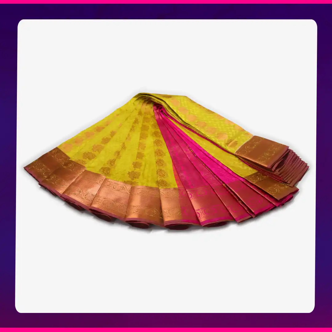 Putta Soft Emboss Saree Yellow