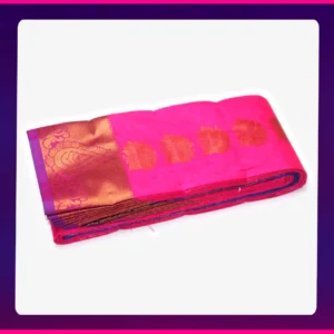 Putta Emboss Saree Pinkish Red - Image 2