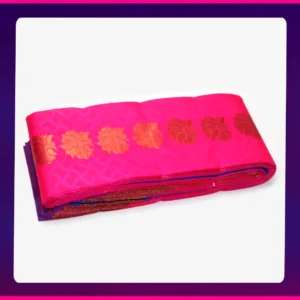 Putta Emboss Saree Pinkish Red - Image 3
