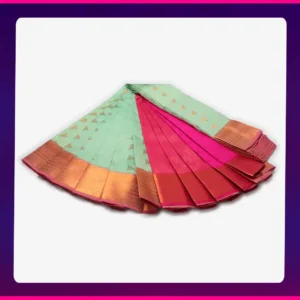 putta emboss saree green