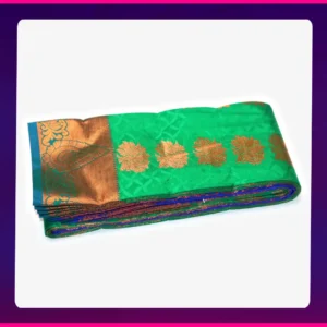 Sanjai All Self Sarees Golden Green - Image 2