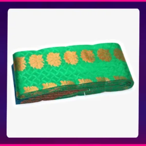 Sanjai All Self Sarees Golden Green - Image 3