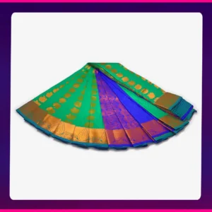 Sanjai All Self Sarees Golden Green - Image 1