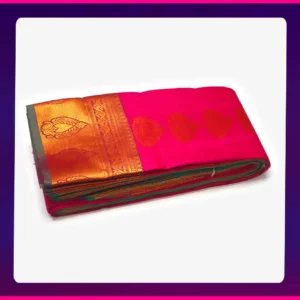 Putta Emboss Saree Magenta Red - Image 2