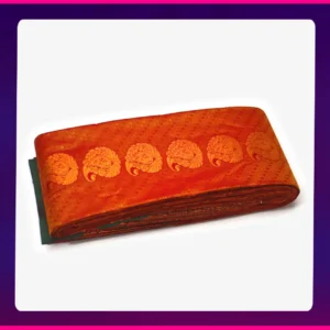 Putta Emboss Saree Orange Red - Image 3