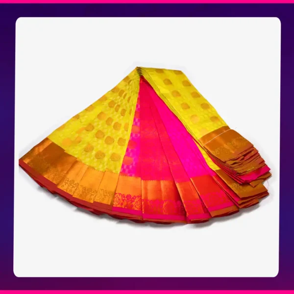 Putta Emboss Saree Greenish yellow