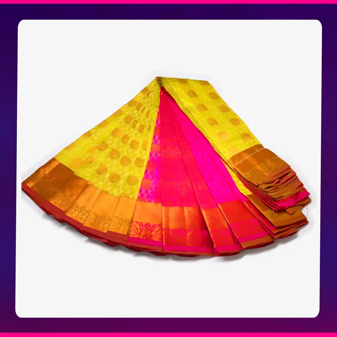 Putta Emboss Saree Greenish yellow