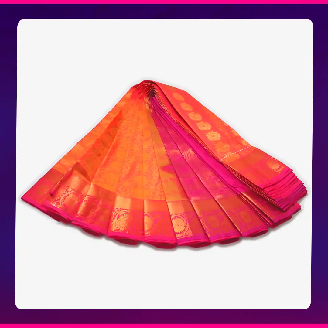 Putta Emboss Saree Reddish Orange