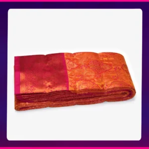 Putta Emboss Saree Yellowish Orange - Image 2