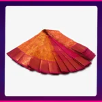 putta soft emboss saree yellowish orange