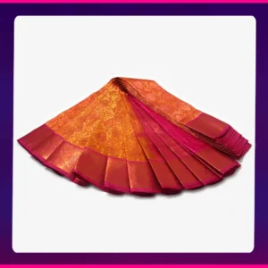 putta soft emboss saree yellowish orange